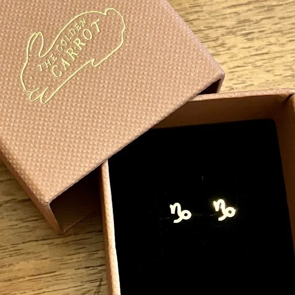New!! Zoe Chicco 14k Yellow Gold Teeny Capricorn Studs from The Golden Carrot - Picture 2 of 5